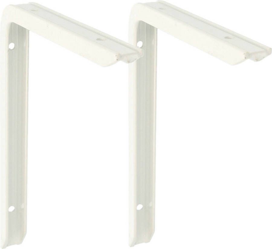AMIG Plankdrager planksteun 2x aluminium gelakt wit H150 x B100 mm max gewicht 90 kg boekenplank steunen