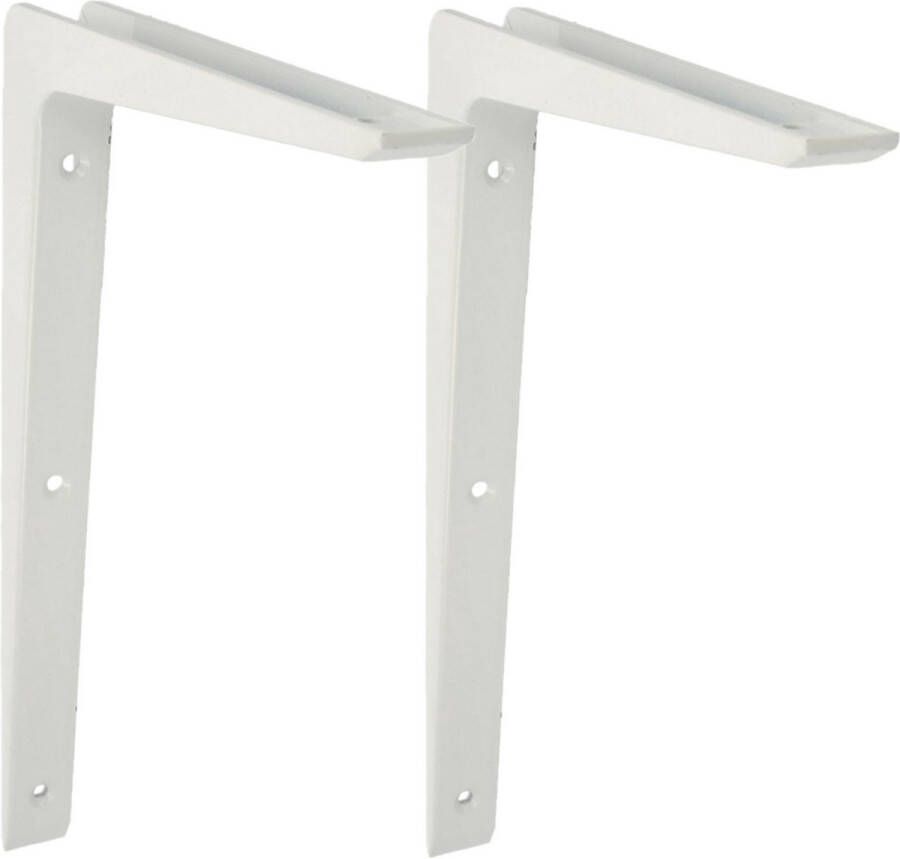 AMIG Plankdrager planksteun 2x aluminium gelakt wit H300 x B200 mm boekenplank steunen