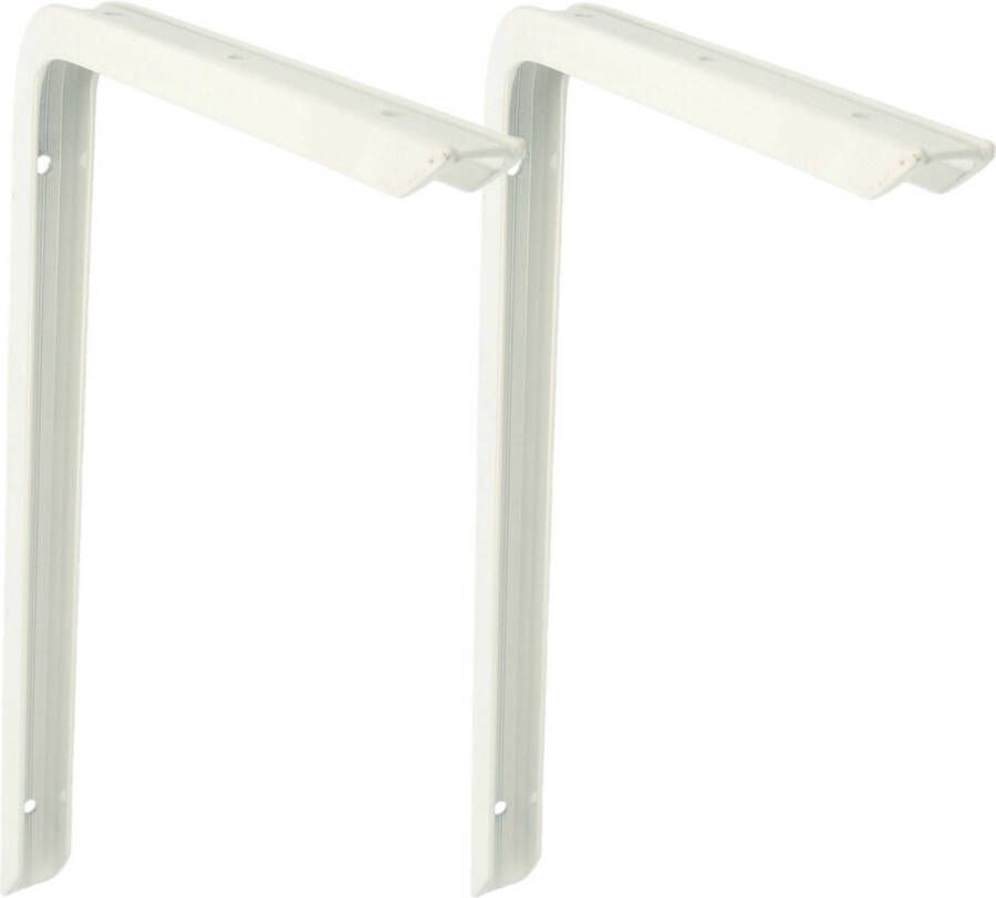 AMIG Plankdrager planksteun 2x aluminium gelakt wit H300 x B200 mm max gewicht 30 kg boekenplank steunen