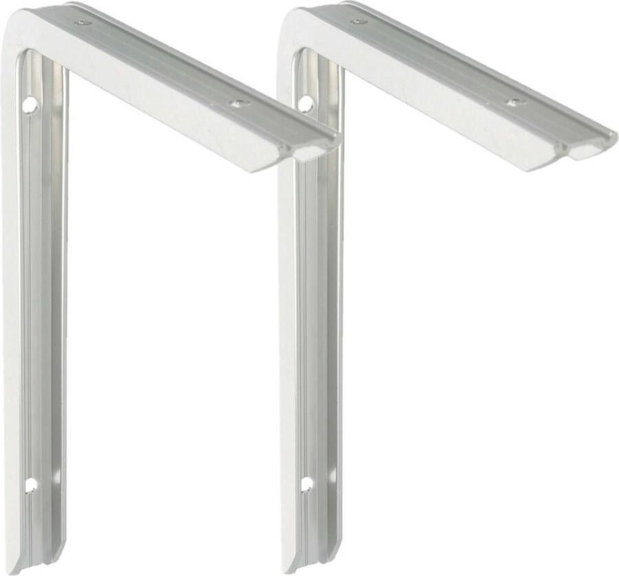 AMIG Plankdrager planksteun 2x aluminium gelakt zilver H150 x B100 mm max gewicht 90 kg boekenplank steunen