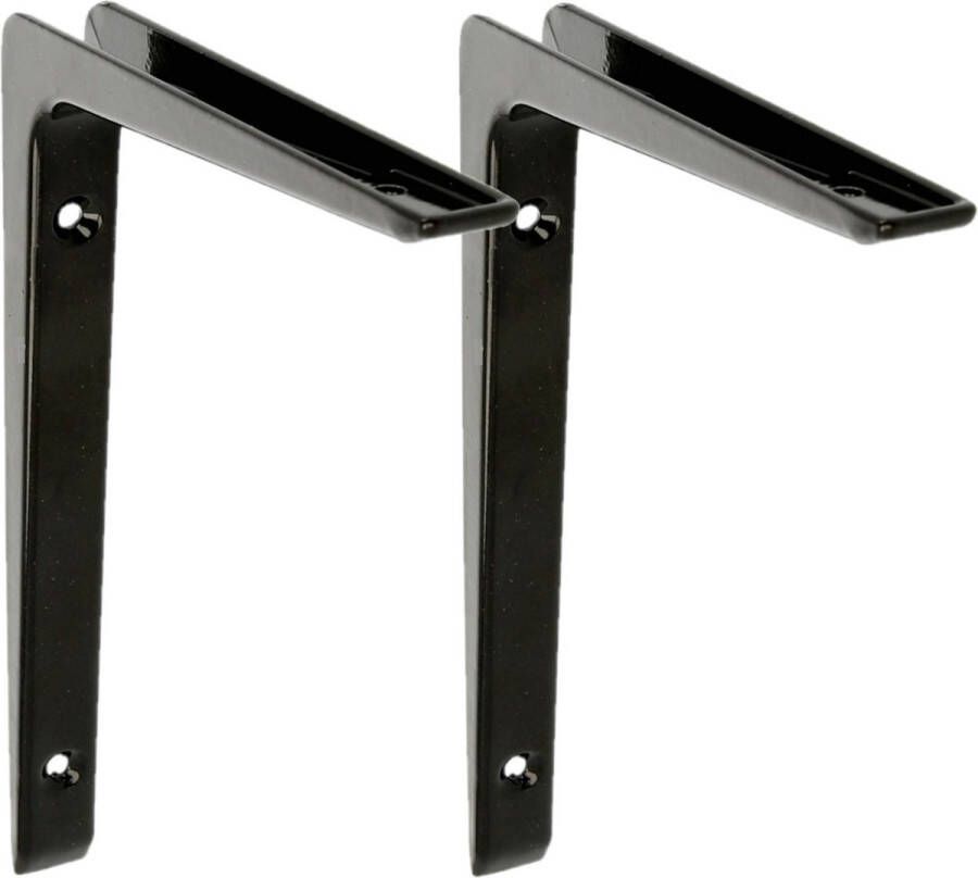 AMIG Plankdrager planksteun 2x aluminium gelakt zwart H200 x B150 mm boekenplank steunen