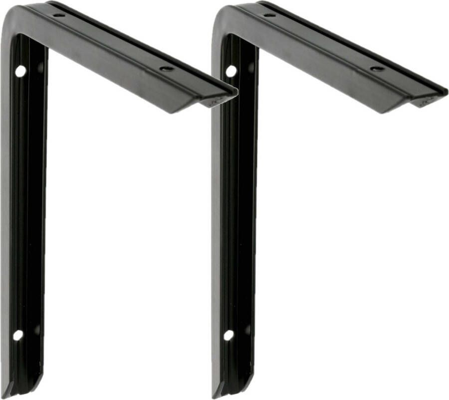 AMIG Plankdrager planksteun 2x aluminium gelakt zwart H200 x B150 mm max gewicht 60 kg boekenplank steunen