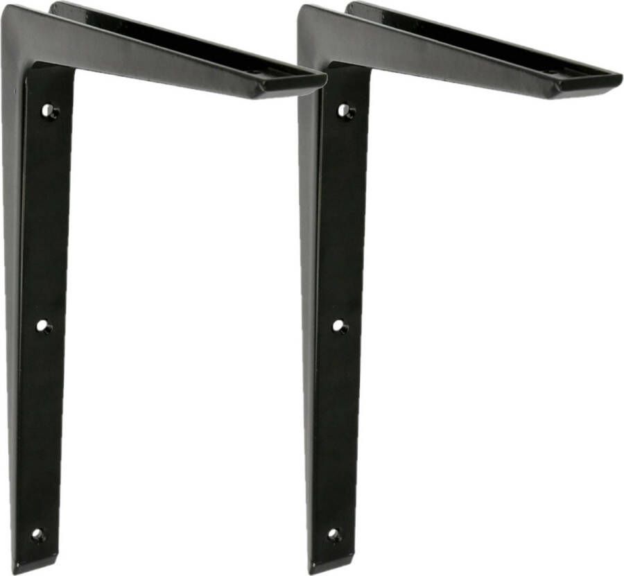 AMIG Plankdrager planksteun 2x aluminium gelakt zwart H250 x B200 mm boekenplank steunen