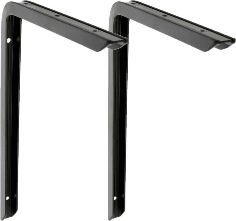 AMIG Plankdrager planksteun 2x aluminium gelakt zwart H300 x B200 mm max gewicht 30 kg boekenplank steunen