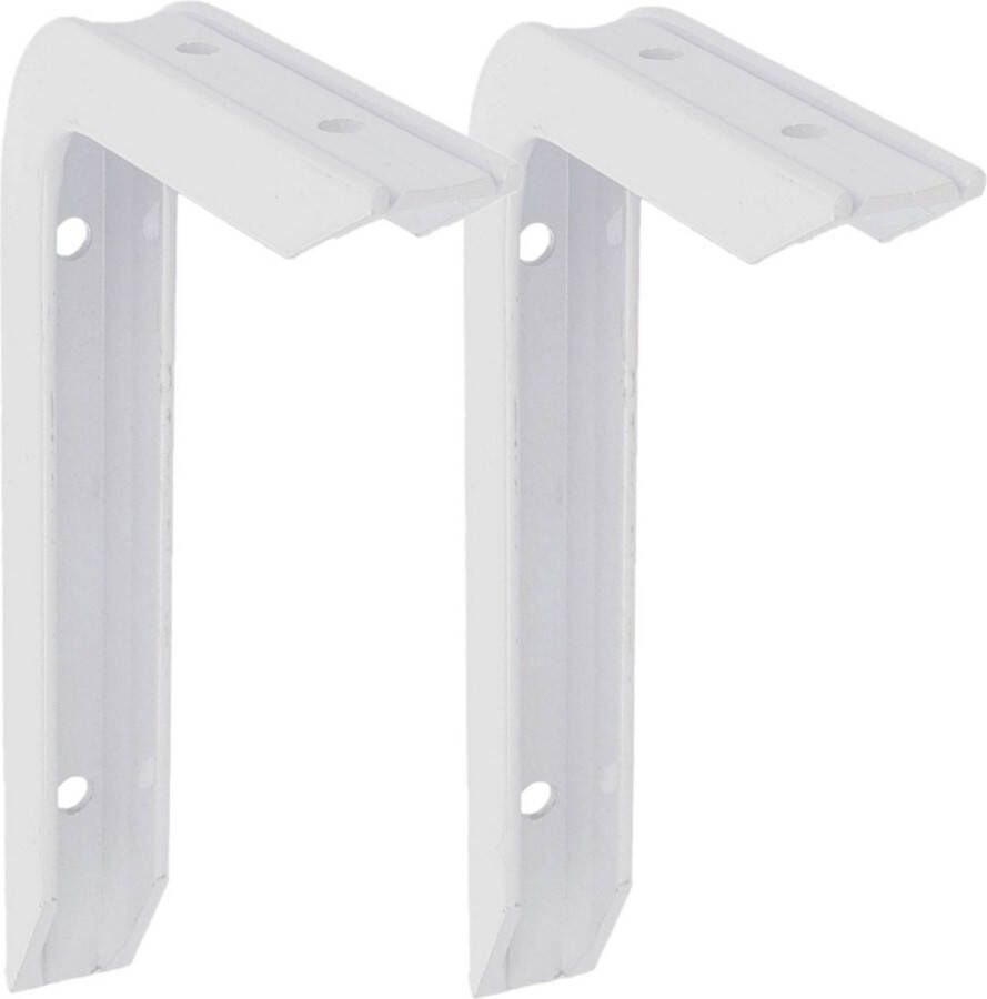AMIG Plankdrager planksteun van aluminium 2x gelakt wit H200 x B150 mm heavy support boekenplank steunen