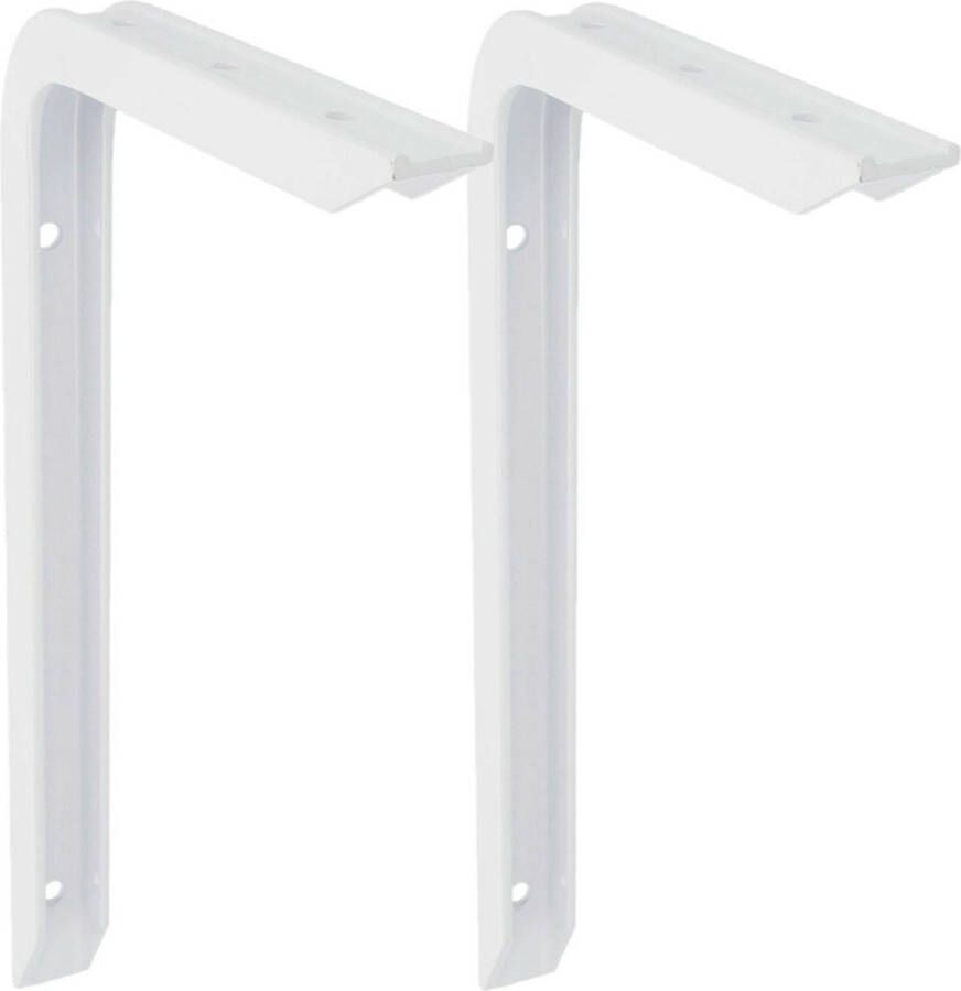 AMIG Plankdrager planksteun van aluminium 2x gelakt wit H250 x B150 mm heavy support boekenplank steunen