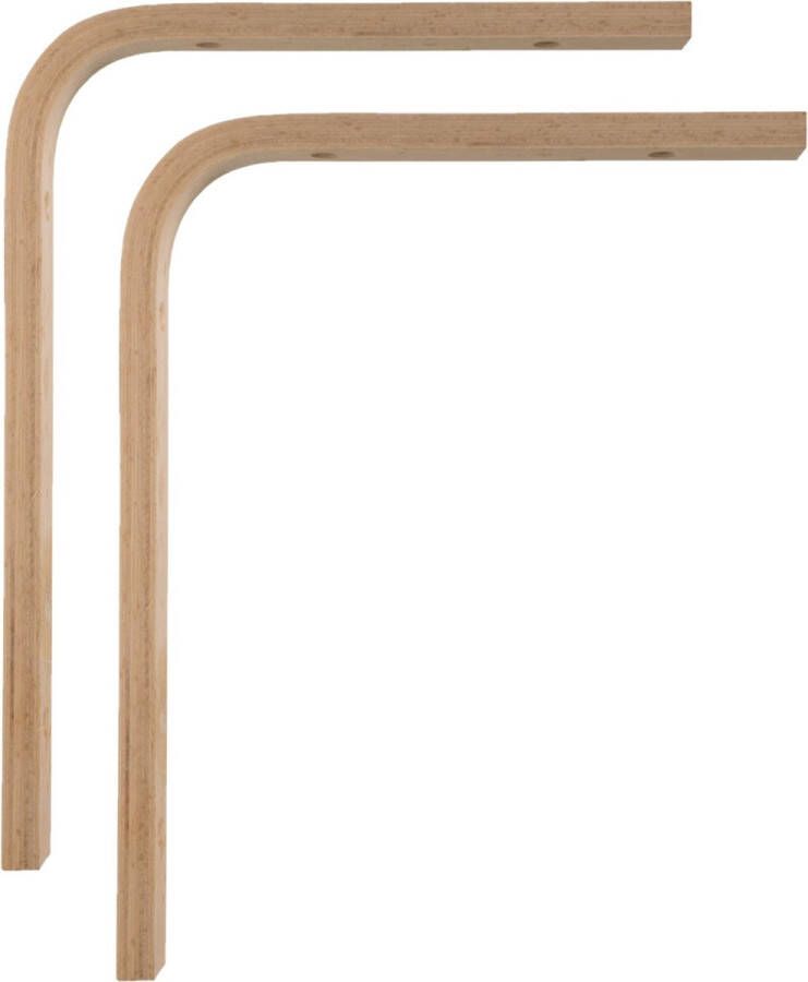 AMIG Plankdrager planksteun van hout 2x lichtbruin H200 x B150 mm boekenplank steunen