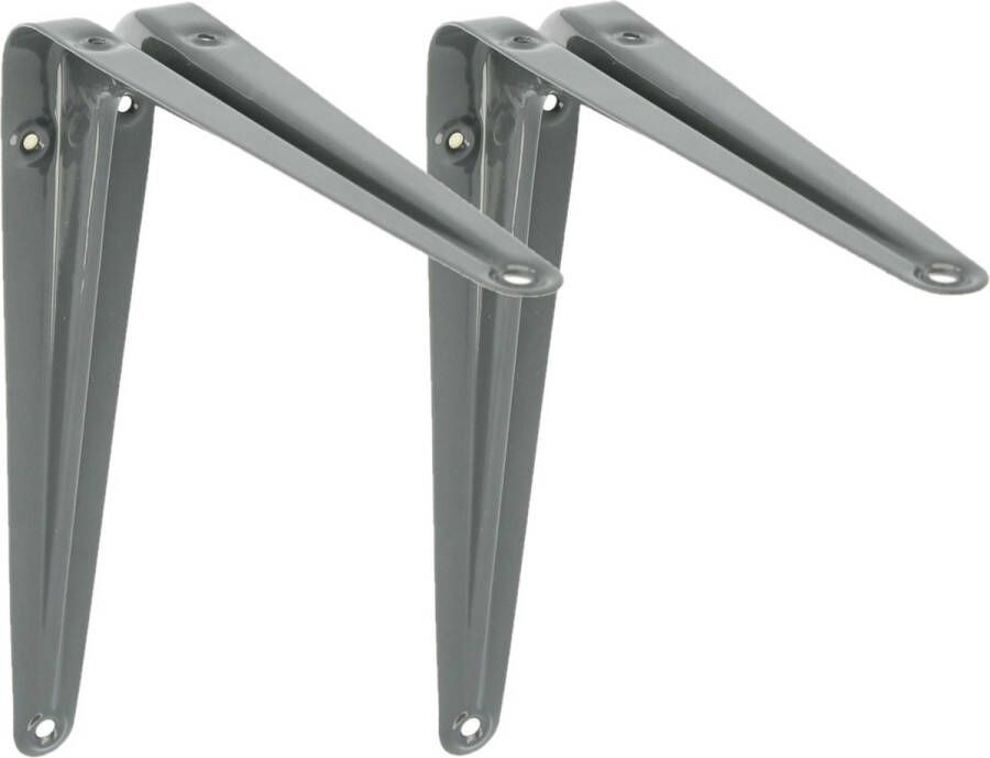 AMIG Plankdrager planksteun van metaal 2x gelakt grijs H250 x B200 mm Plankdragers