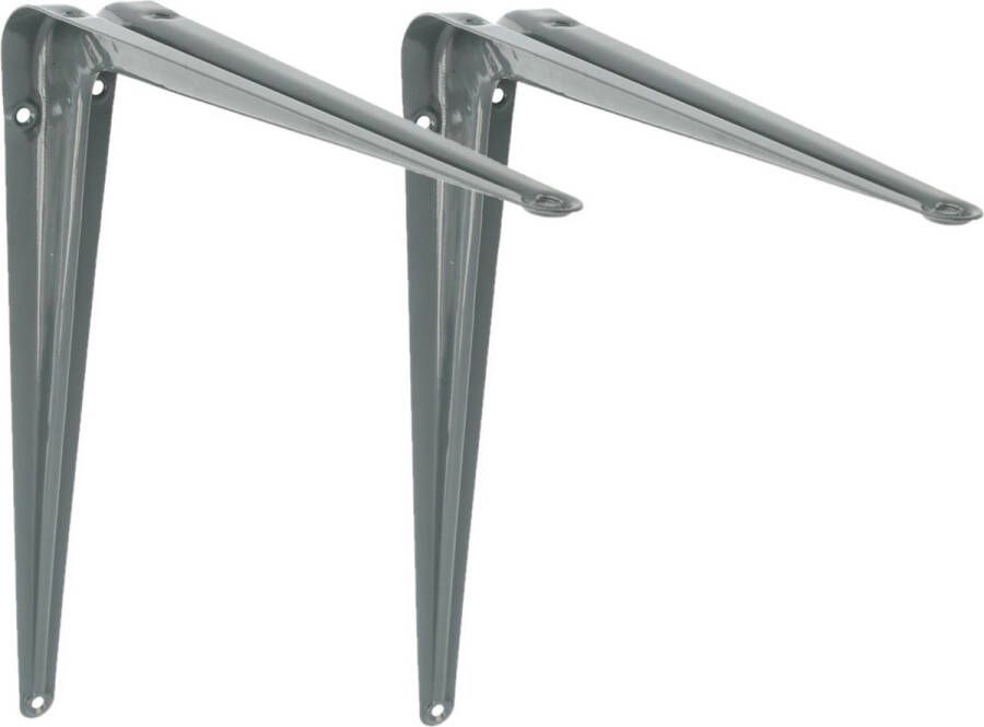 AMIG Plankdrager planksteun van metaal 2x gelakt grijs H450 x B400 mm Plankdragers