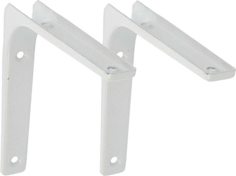 AMIG Plankdrager planksteun van metaal 2x gelakt wit H150 x B200 mm boekenplank steunen