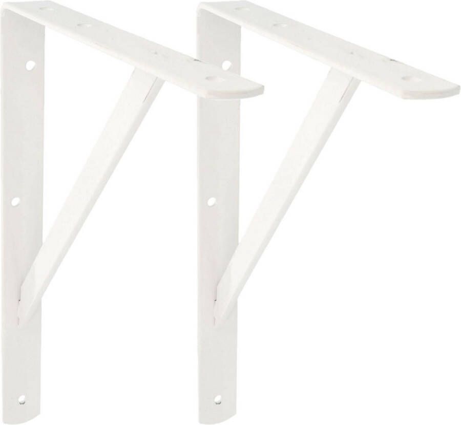 AMIG Plankdrager planksteun van metaal 2x gelakt wit H500 x B325 mm boekenplank steunen tot 185 kg