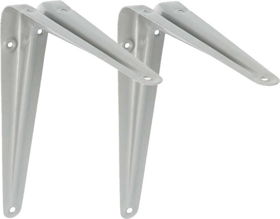 AMIG Plankdrager planksteun van metaal 2x gelakt zilver H200 x B150 mm Plankdragers