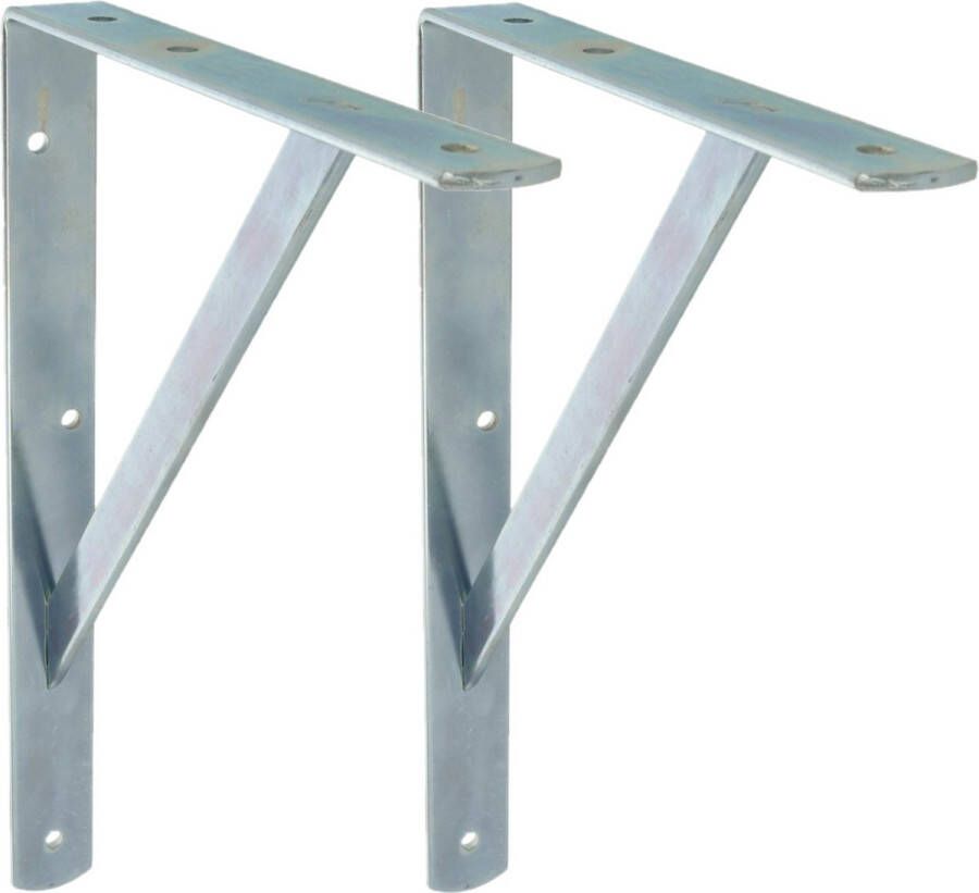 AMIG Plankdrager planksteun van metaal 2x gelakt zilver H400 x B275 mm boekenplank steunen tot 225 kg