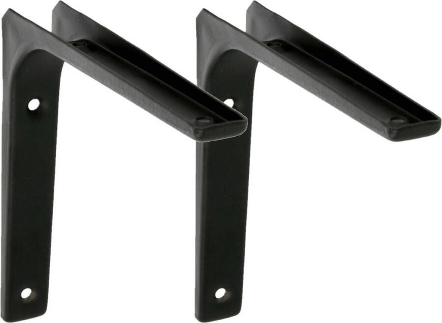 AMIG Plankdrager planksteun van metaal 2x gelakt zwart H125 x B125 mm boekenplank steunen