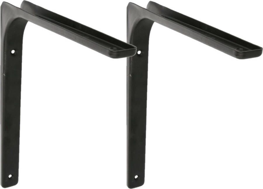AMIG Plankdrager planksteun van metaal 2x gelakt zwart H300 x B400 mm boekenplank steunen