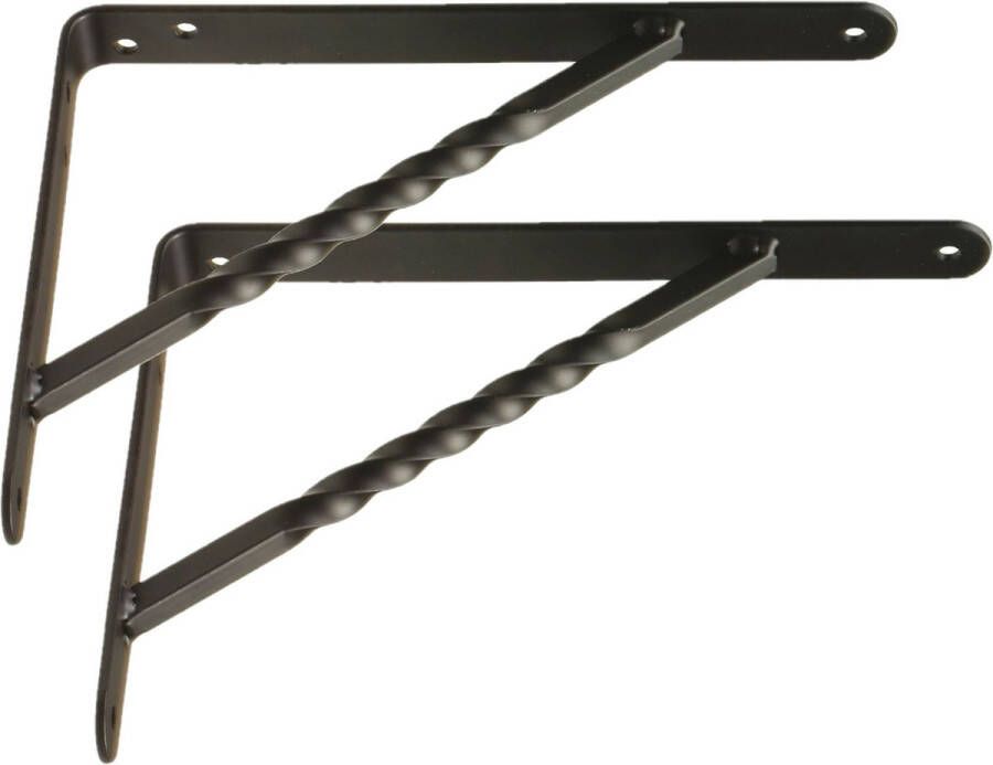 AMIG Plankdrager steun beugel Spiraal 2x metaal zwart H150 x B125 mm Tot 300 kg boekenplank steunen