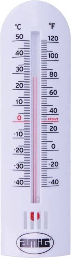 AMIG Thermometer binnen buiten kunststof wit 30 x 6 5 cm Celsius Fahrenheit Buitenthermometers