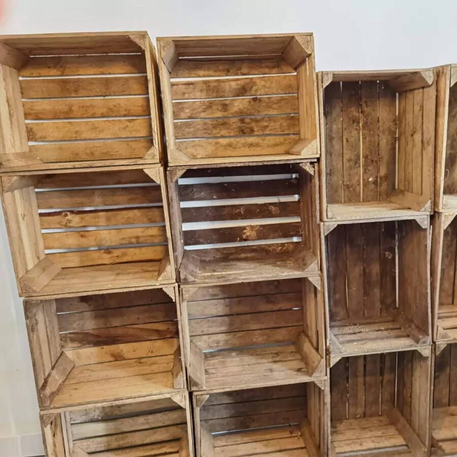 AMISHOUT 20x fruitkist 50x40x30cm Oud Vintage gebruikte kisten van hout