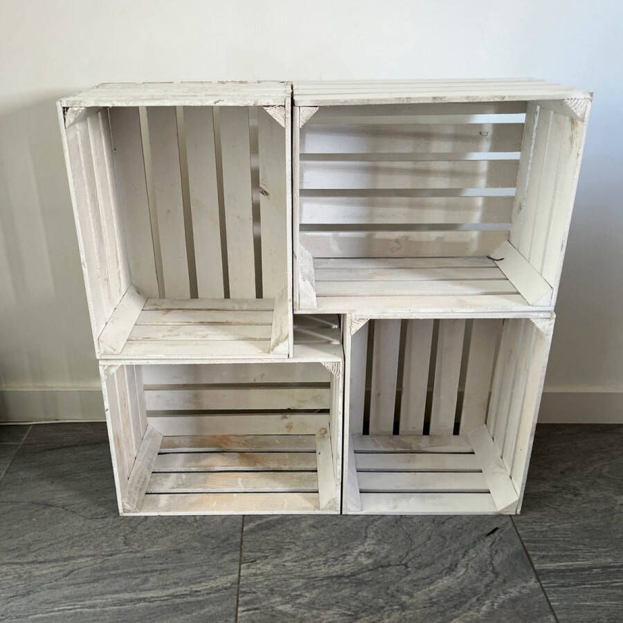 AMISHOUT 21x kist set 21 Nieuwe fruitkisten 50x40x30 cm Wit