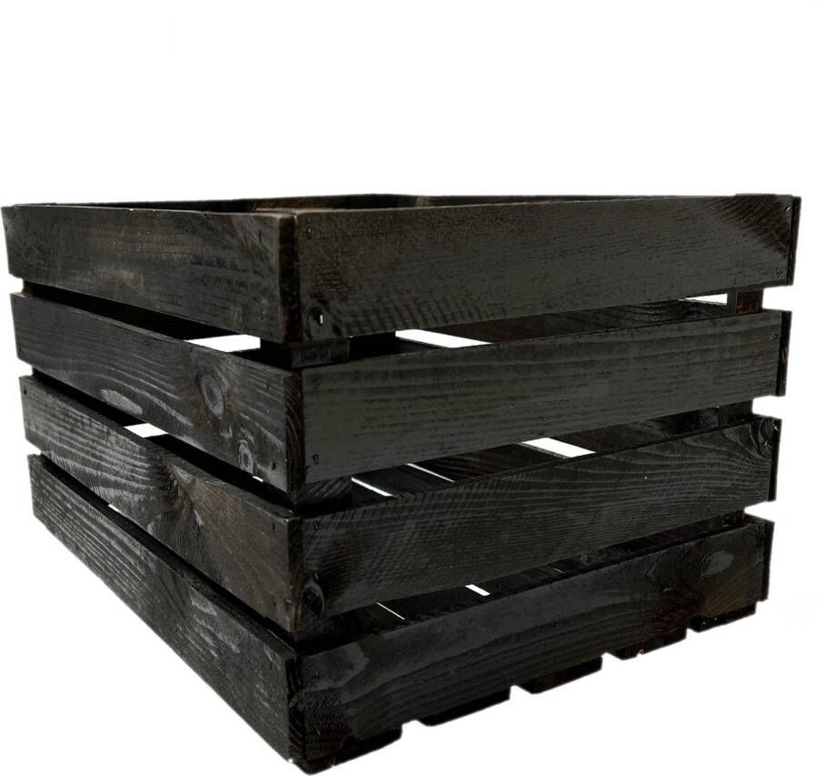 AMISHOUT 54x nieuwe zwarte fruitkist van hout 50x40x30 cm 1x pallet kratten