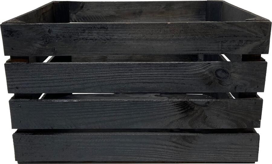 AMISHOUT Fruitkist van hout 50x40x30 cm Zwart
