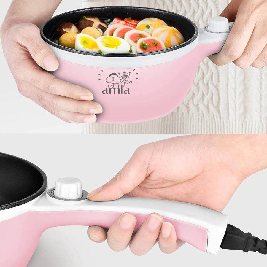 Amla Elektrische Pan HotPot Noodle Pan Multicooker Steelpan Anti Plak 1.5Liter Studenten Singles Koppels