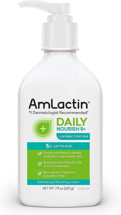 AmLactin Daily Nourish 5% 7.9 oz bodylotion met 5% melkzuur exfoliator en vochtinbrengende crème voor de droge huid