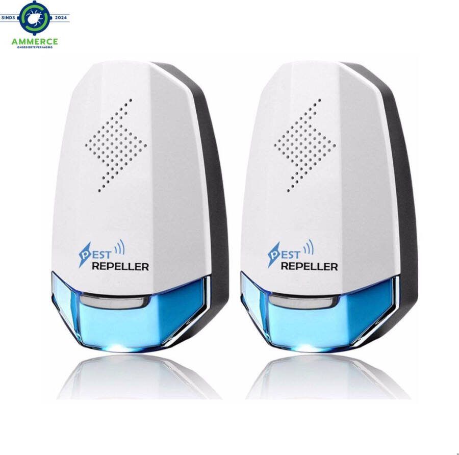 Ammerce Pest Repeller 2 Pack Ultrasonische Ongedierte Bestrijder Muizenverjager Muizen Bestrijden Ultrasone verjager Insectenverjager Pest Repeller Geen Geluid 100% Veilig