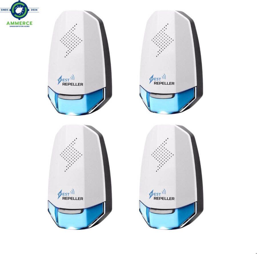 Ammerce Pest Repeller 4 Pack Ultrasonische Ongedierte Bestrijder Muizenverjager Muizen Bestrijden Ultrasone verjager Insectenverjager Pest Repeller Geen Geluid 100% Veilig