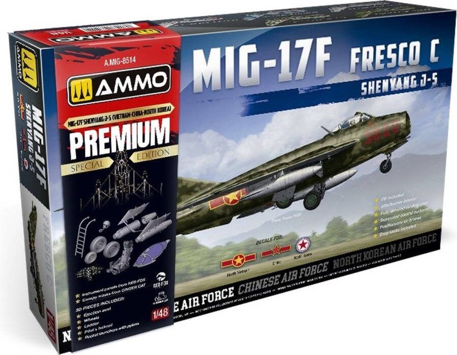 AMMO MIG 1:48 8514 Mig-17F Fresco C Shenyang J-5 Premium Special Edition Plastic Modelbouwpakket