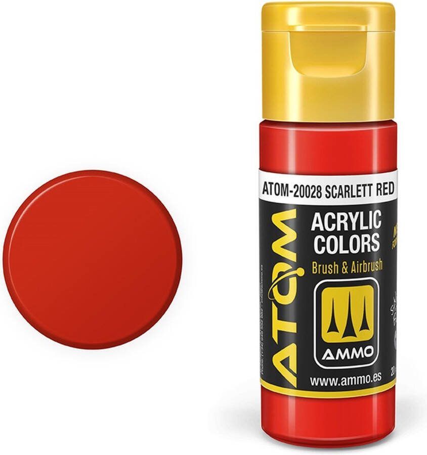 AMMO MIG 20028 ATOM Scarlet Red Acryl 20ml Verf flesje