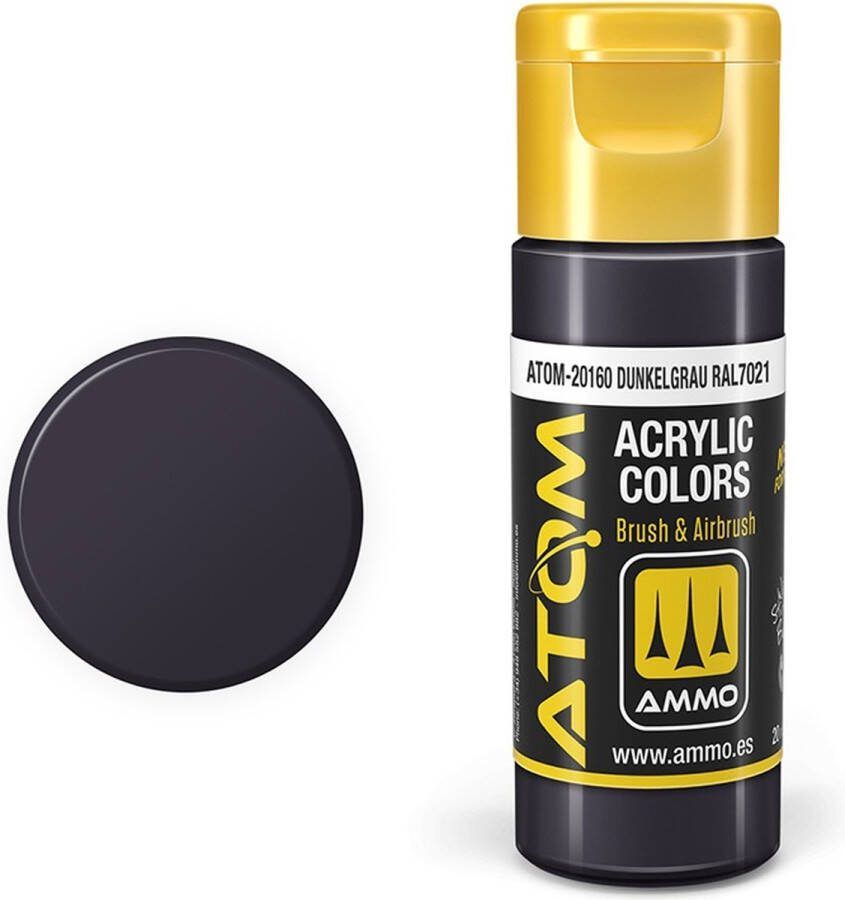 AMMO MIG 20160 ATOM Dunkelgrau RAL7021 Acryl 20ml Verf flesje