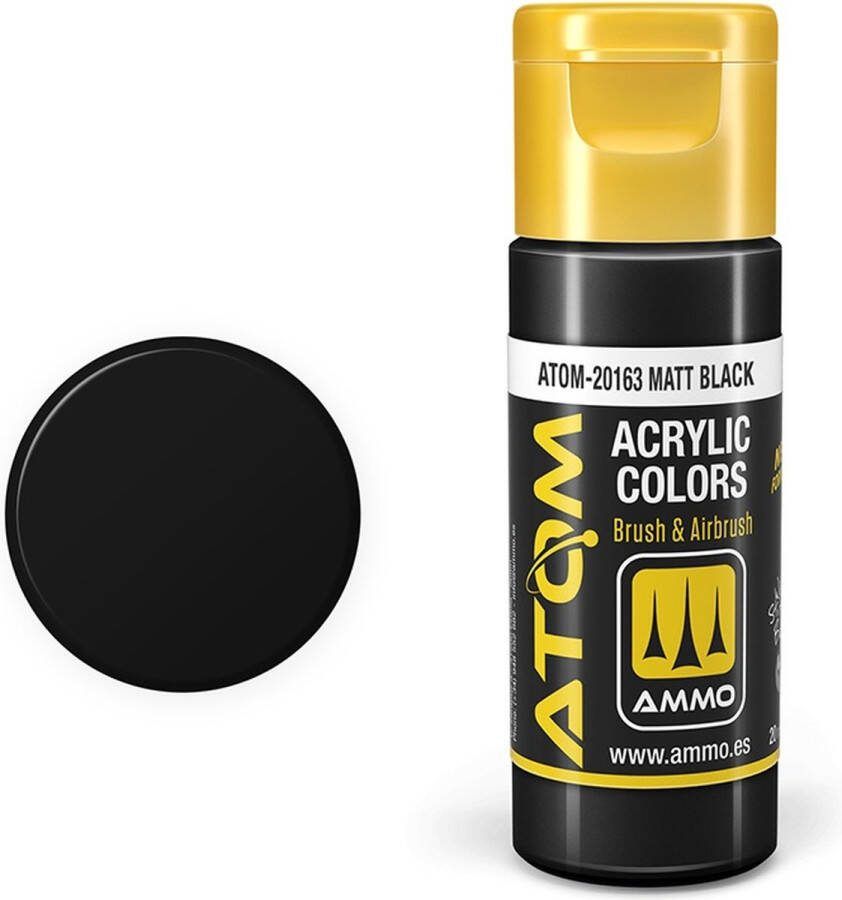 AMMO MIG 20163 ATOM Matt Black Acryl 20ml Verf flesje