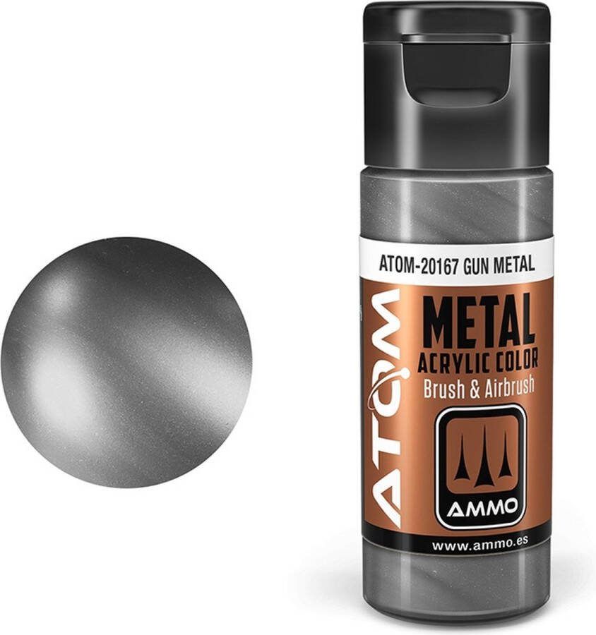 AMMO MIG 20167 ATOM Metallic Gun Metal Acryl 20ml Verf flesje