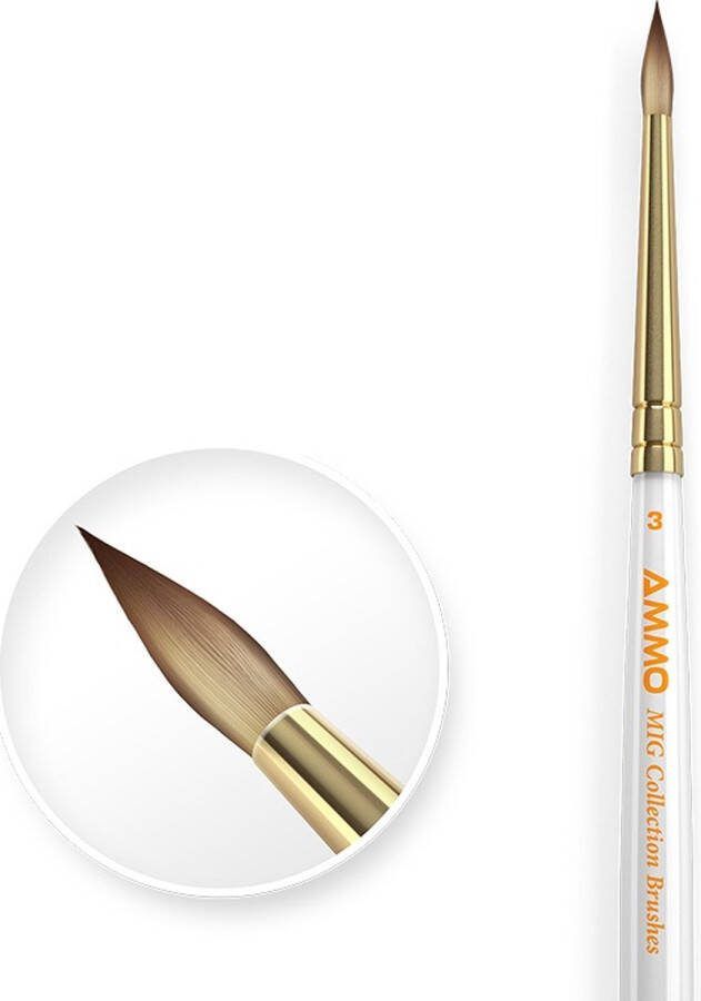 AMMO MIG 8715 Collection Brushes Penseel Conisch # 3 Pense(e)l(en)
