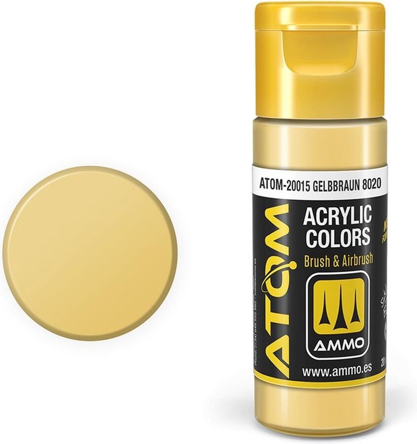 AMMO MIG 20015 ATOM Gelbbraun 8020 Acryl 20ml Verf flesje