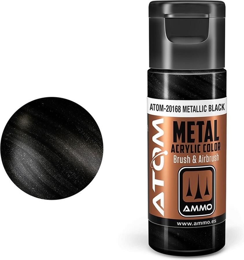 AMMO MIG 20168 ATOM Metallic Black Acryl 20ml Verf flesje