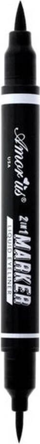 Amor Us Cosmetics 2in1 MARKER Liquid Eyeliner Waterproof Very Black CO.EMD.6 Zwart 2 g