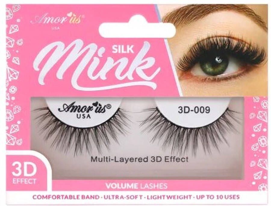 Amor Us Cosmetics 3D Silk Mink VOLUME Lashes 3D.009 Nepwimpers 20mm 10 g