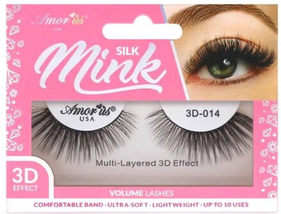 Amor Us Cosmetics 3D Silk Mink VOLUME Lashes 3D.014 Nepwimpers 20mm 10 g