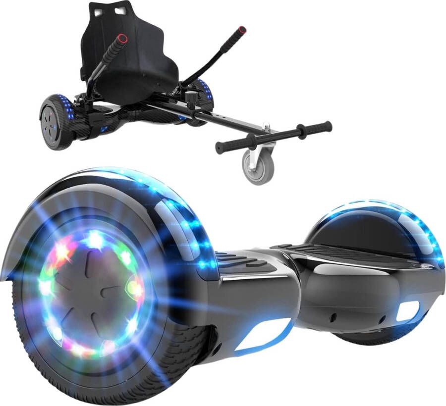 Ampes Hoverboard Bluetooth Speaker Oxboard 10 km h UL2272 Gecertificeerd LED Verlichting Anti lek banden Belastbaar tot 100KG 6.5 Inch Inclusief Draagtas Zwart + Hoverkart