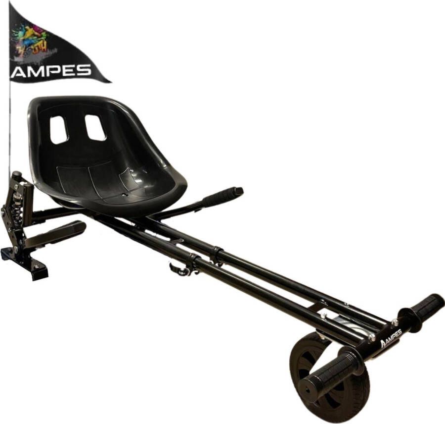 Ampes Hoverkart met Vering voor Hoverboard Kart Schokdempers 2 Sets Klittenband Inclusief Vlaggetje Speciale Handvaten Hoge Kwaliteit Materiaal Zwart