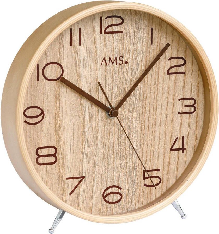 AMS 5118 Tafelklok zendergestuurd hout en mineraalglas 22 cm ø