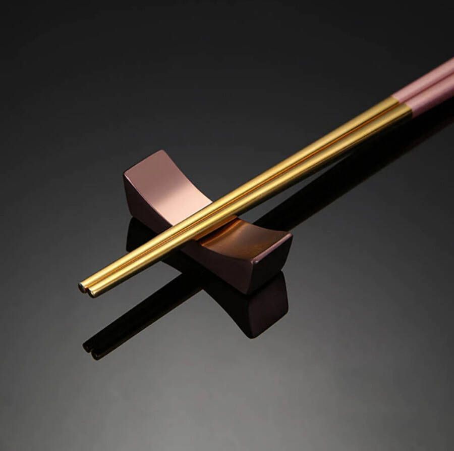 AMS Commerce AMS Eetstokjes Houder Set Chopstick Holder Sushi Servies Sushi Set Brons RVS 4 Stuks