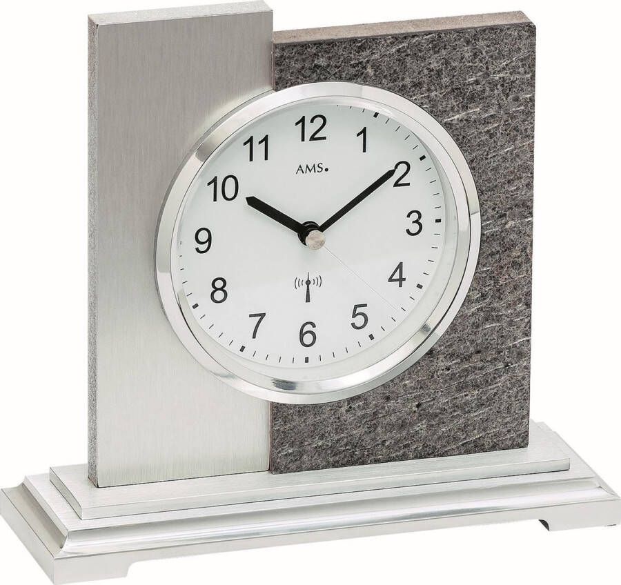 AMS Tafelklok zendergestuurd Natuursteen-Aluminium 5150