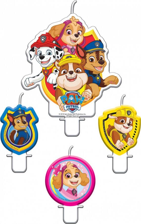 Amscan 4 Paw Patrol verjaardagskaarsjes