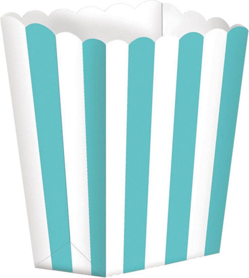 Amscan 5x stuks Popcorn bakjes mint groen wit Popcornbakjes chipsbakjes snackbakjes kinderverjaardag kinderfeestje