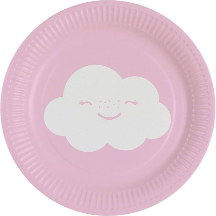 Amscan ECO borden Rainbow cloud roze (8 stuks) 18 cm