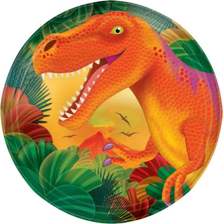 Amscan Feestborden Dino 18 Cm 8 Stuks Oranje
