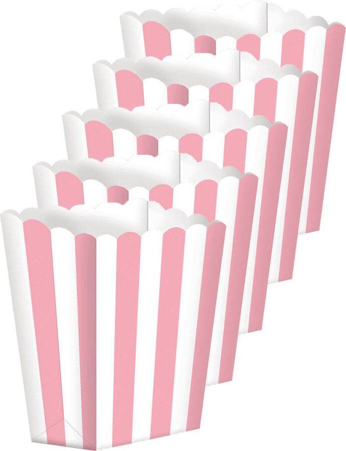 Amscan Popcorn bakjes lichtroze 15 stuks Popcornbakjes chipsbakjes snackbakjes kinderverjaardag kinderfeestje